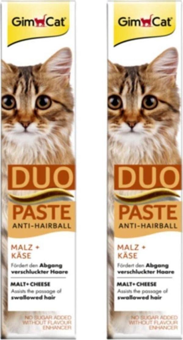 Gimcat Anti Hairball Malt Cheese Duo Paste Peynirli Kedi Macunu 50 Gr X 2 Adet - Image 1