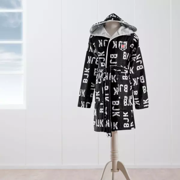 Taç Lisanslı Beşiktaş 1903 10-12 Yaş Çocuk Baskılı Bornoz - Image 1