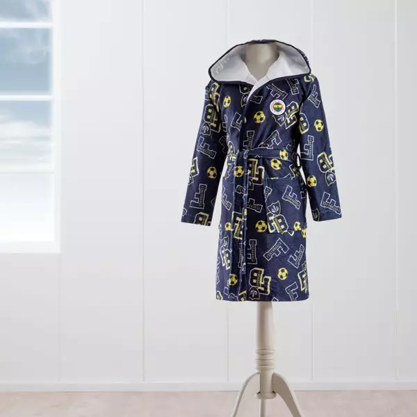 Taç Lisanslı Fenerbahçe 1907 6-8 Yaş Çocuk Baskılı Bornoz - Image 1