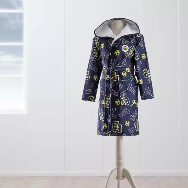 Taç Lisanslı Fenerbahçe 1907 8-10 Yaş Çocuk Baskılı Bornoz - Image 1