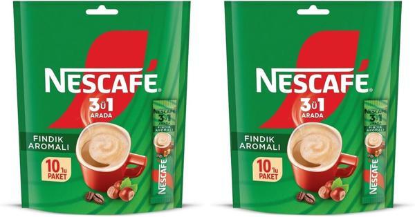 Nescafe 3ü1 Arada Fındık Aromalı Granül Kahve 10'lu Paket (2 ADET) - Image 1