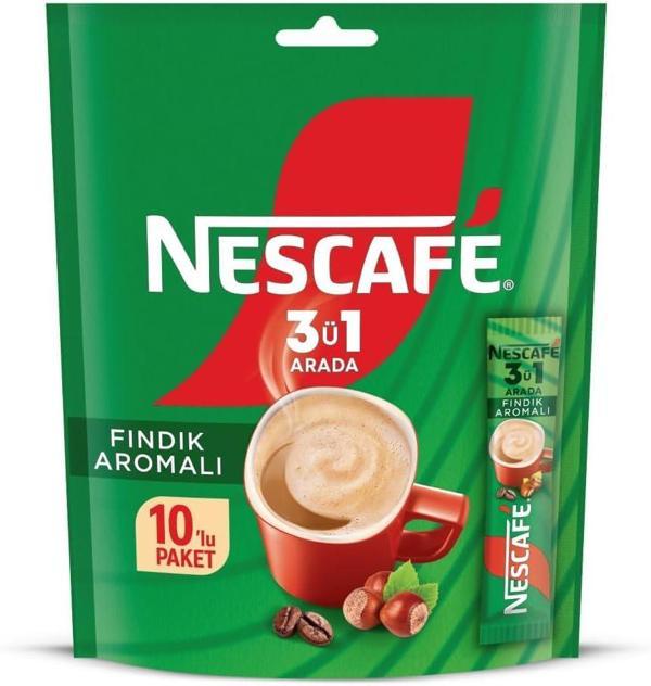 Nescafe 3ü1 Arada Fındık Aromalı Granül Kahve 10'lu Paket - Image 1