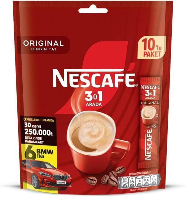 Nescafe 3ü1 Arada Original Granül Kahve 10'lu Paket - Image 1
