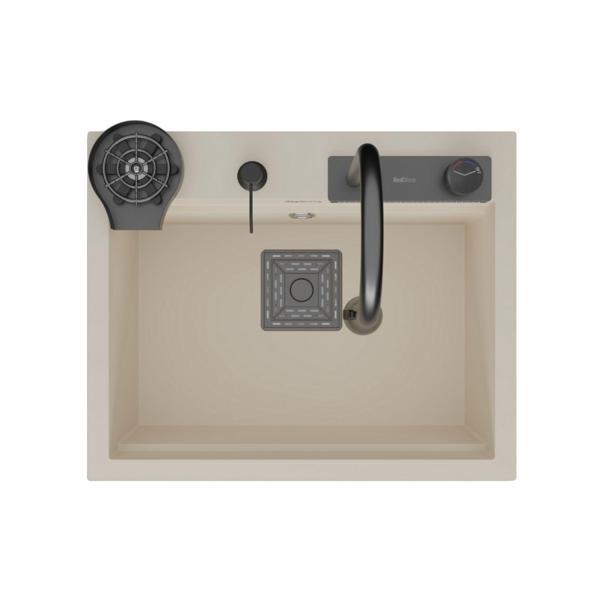 Real Stone Angel Granit Akıllı Eviye Seti Krem 60x49 - Image 1