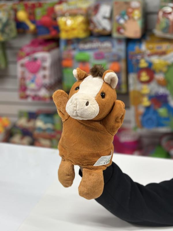 Peluş 25 cm El Kuklası Kahverengi At Kukla - Image 1