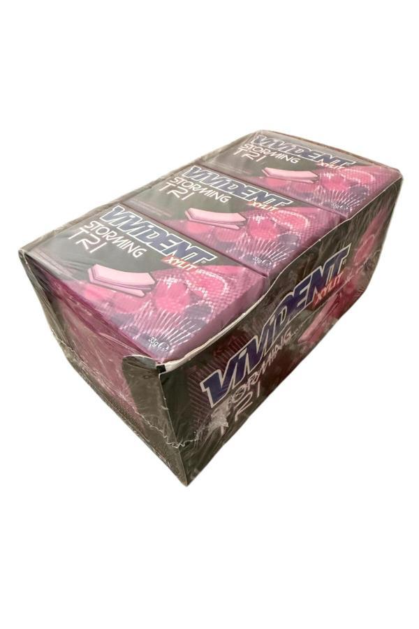 Vivident Storming Çilek, Ahududu ve Frenk Üzümü Aromalı Şekersiz Sakız 33 g x 18 Adet - Image 1