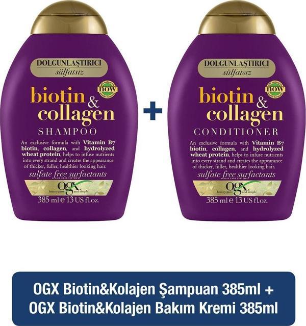 Ogx Biotin Kolajen Sülfatsız Şampuan 385 Ml Biotin Kolajen Saç Bakım Kremi 385 Ml - Image 1