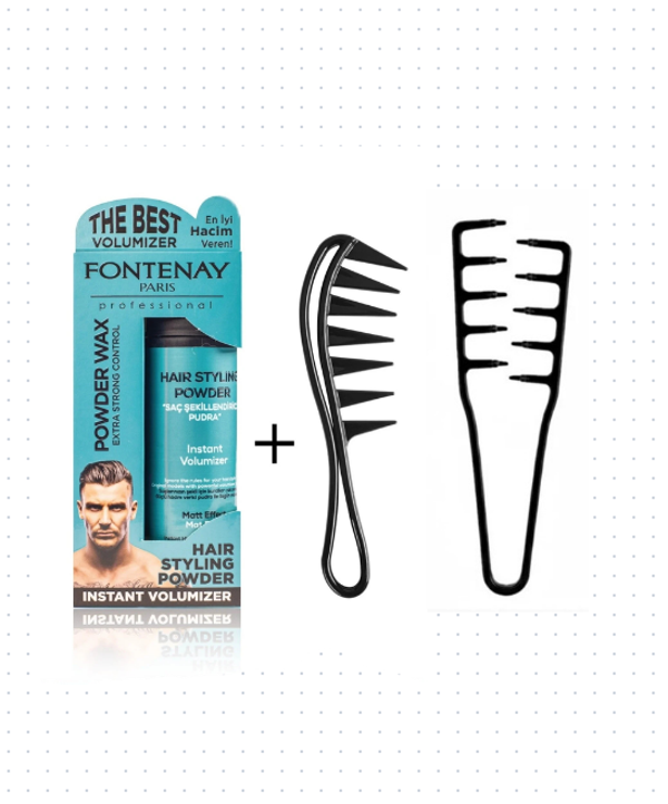 FONTENAY SAÇ PUDRA TOZ WAX MAT EFFECT 20GR + MUCİZEVİ ŞEKİL TARAĞI + ŞEKİL TARAK 3'LÜ SET - Image 1