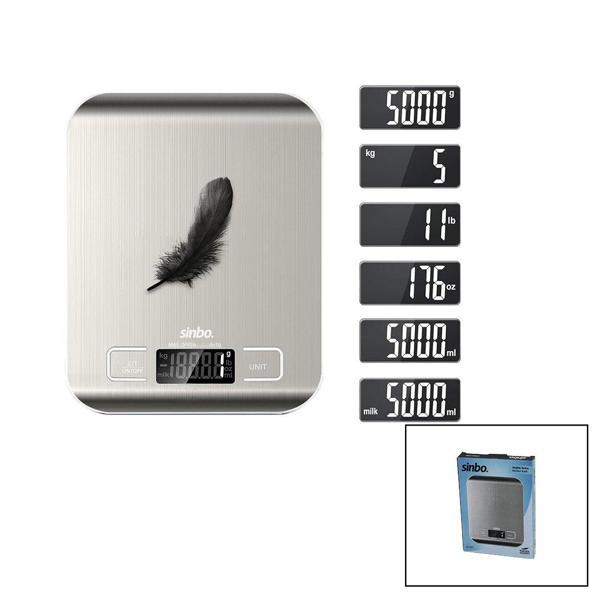 MUTFAK TARTISI TERAZİ İNOX LCD EKRAN 5KG/1GR PİLLİ=2X AAA PİL GR/OZ/ML/IB ÖLÇÜM SKS-4527 (4490) - Image 1