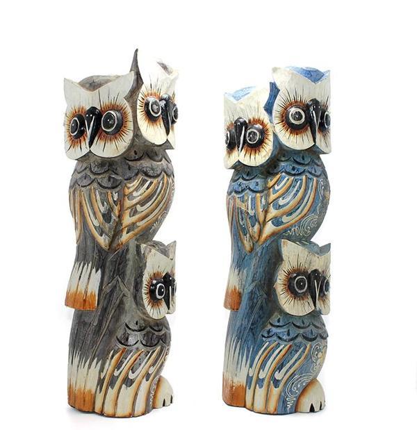 Ahşap 3'lü Baykuş 50 Cm - Image 1