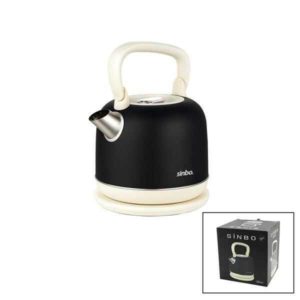 RETRO SİYAH NOSTALJİ DEMLİK MODEL ÇELİK KETTLE SU ISITICI 2.2LT 1800W GİZLİ RESİZTANS SK-8035 (2818) - Image 1