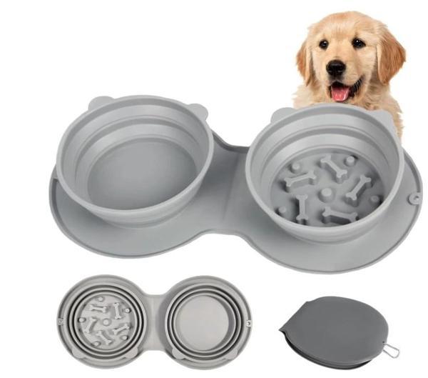 Mikopet Katlanabilir İkili Mama ve Su Kabı - Image 1