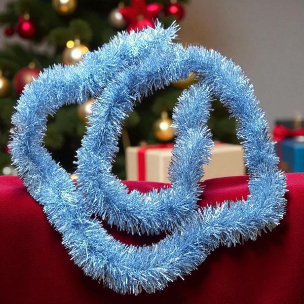 2 METRE PARLAK METALİK GÜMÜŞ YILBAŞI BOYUN SİMİ GÜMÜŞ YUMUŞAK BOYUN GARLANDI DEKOR GÜMÜŞ SÜSLEMESİMİ - Image 1