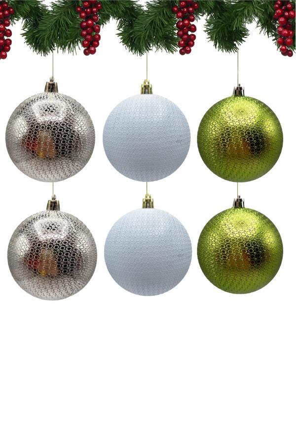 Waldern Yılbaşı Çam Ağacı Süsü Mix 8 Cm Figürlü Mat 6lı Cici Top - Image 1