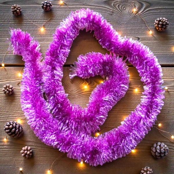 YILBAŞI BOYUN SİMİ METALİK PEMBE 2 METRE YILBAŞI BOYUN SİMİ YUMUŞAK GARLAND YILBAŞI SÜSLEMELERİ - Image 1