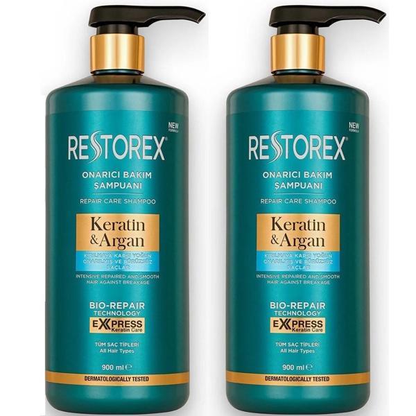 Restorex Keratin Argan Onarıcı Bakım Şampuanı 900 ml 2 ADET - Image 1