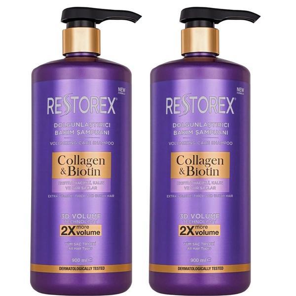 Restorex Collagen Biotin Dolgunlaştırıcı Bakım Şampuanı 900 ml 2 ADET - Image 1