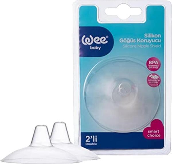Wee Baby 8690797109004 Silikon Göğüs Koruyucu, 2'li, Beyaz - Image 1