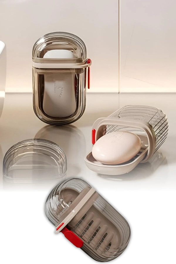 TİNEKE Şeffaf Kutu Şeklinde Plastik Katı Sabunluk Pratik Kullanımlı Hijyenik Banyo Sabun Kabı 1 ADET - Image 1