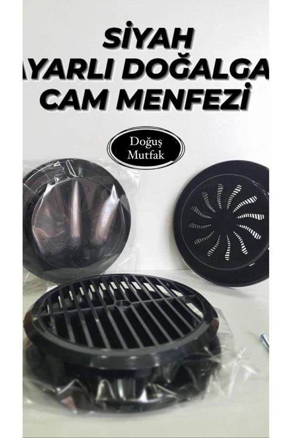 Mikasso 2 Adet Ayarlı Cam Menfezi Doğalgaz Menfez Kapağı Siyah - Image 1