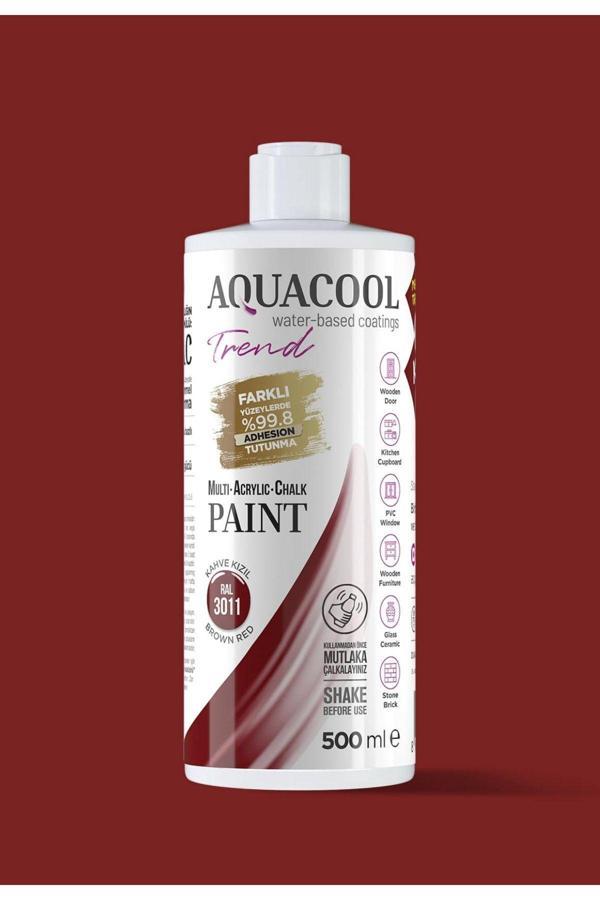 Aquacool Akrilik Hobi Boya 500 Ml Su Bazlı Hibrit Dönüşüm Boyası Ral 3011 Kahve Kırmızı - Image 1