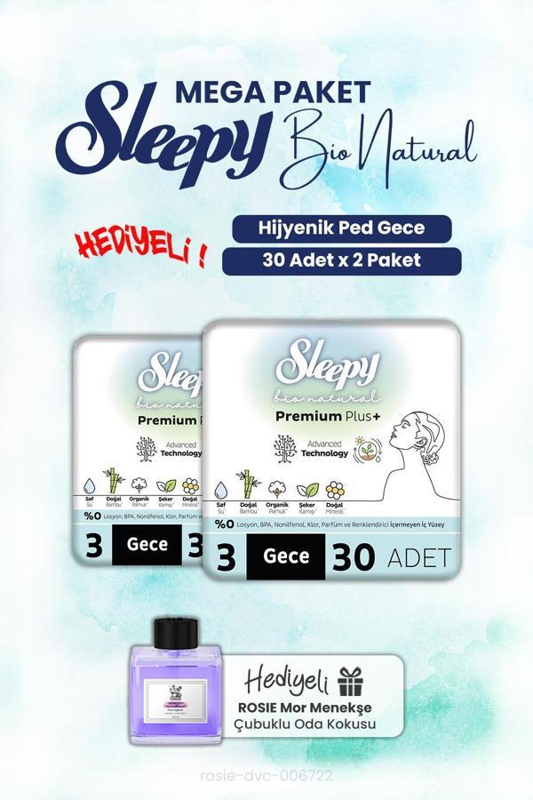 Sleepy Bio Natural Hijyenik Ped Gece 30'lu x2 ve ROSIE oda kokusu - Image 1