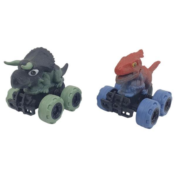 Sürtmeli Dinazor Arabalar 2'li - 12 cm - Triceratops & Parasaurolophus  - Image 1