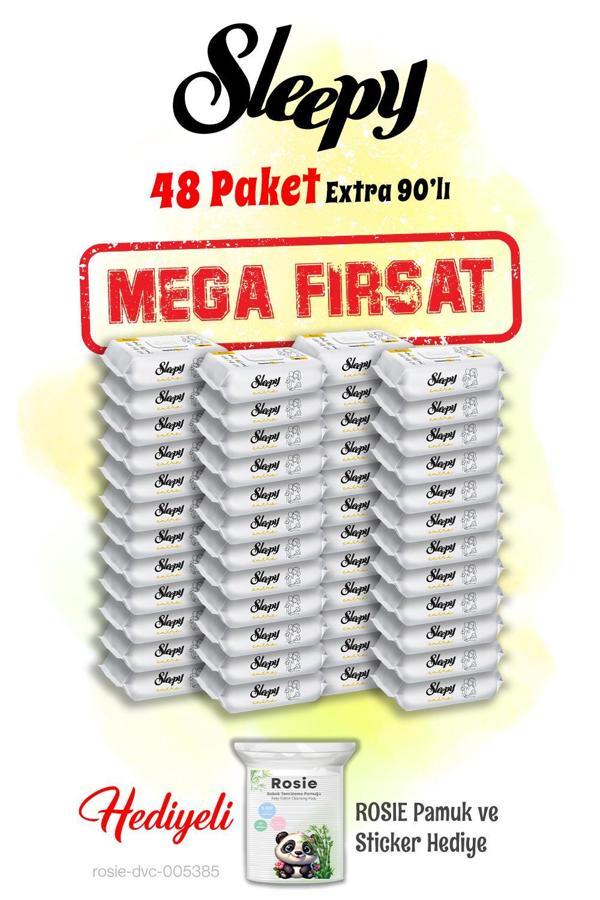 Sleepy 90'lı Extra Islak Bebek Havlusu Mega 48 paket ve Rosie hediye - Image 1