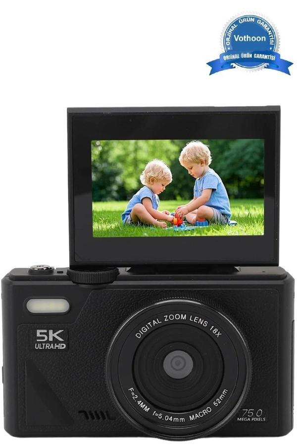 5k 75mp Hd Dijital Kamera 18x Dijital Zoom, Flaşlı,3.0 İnç Ekranlı Fotoğraf Makinesi - Image 1