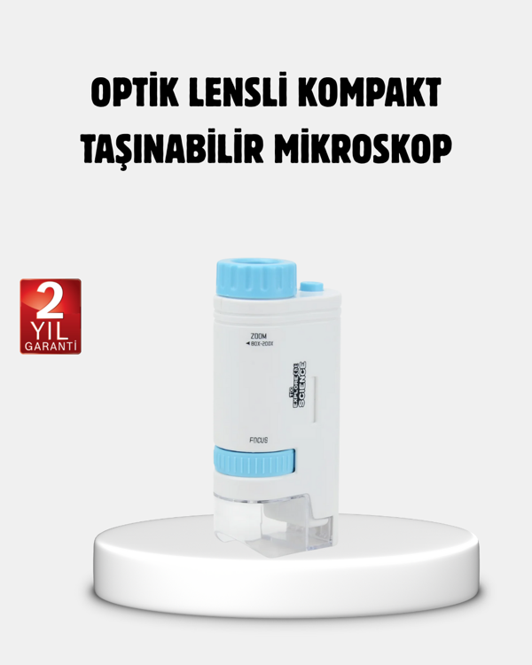 Taşınabilir Eğitim Mikroskobu 80X–200X LED Işıklı ve Darbeye Dayanıklı - Image 1