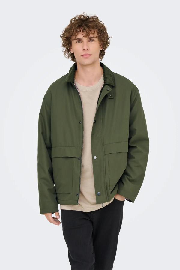 Only & Sons Kosmo Kadife Yaka Erkek Yeşil Ceket - (22034856-ON) - Image 1