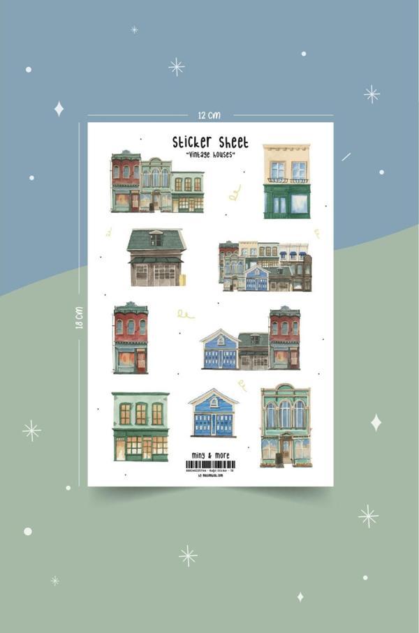 MuslimWalk Vintage Houses Eski Evler Sticker Etiket Seti #71 - Image 1