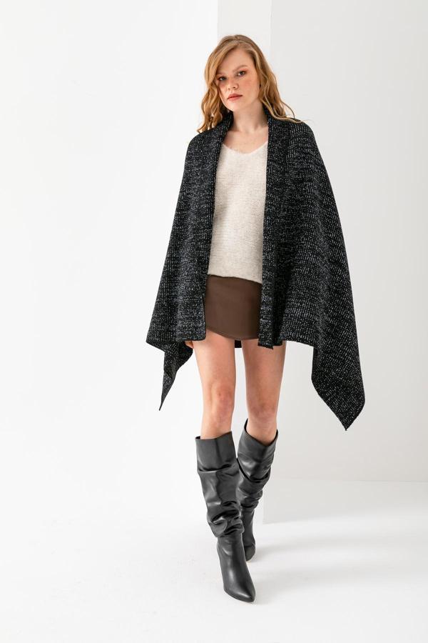 Wega Moda Simli Düz Örgü Omuz Şalı, Şık Rahat Yumuşak Dokulu Omuz Şalı, Omuz Aksesuarı, Omuz Atkısı, Omuz Şalı - Image 1