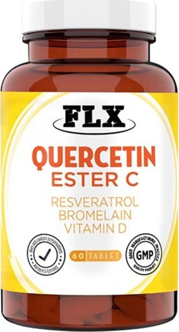 Flx 60 Tablet Quercetin Kuersetin Aserola Magnesium Resveratrol Ester C Vitaminini Complex - Image 1
