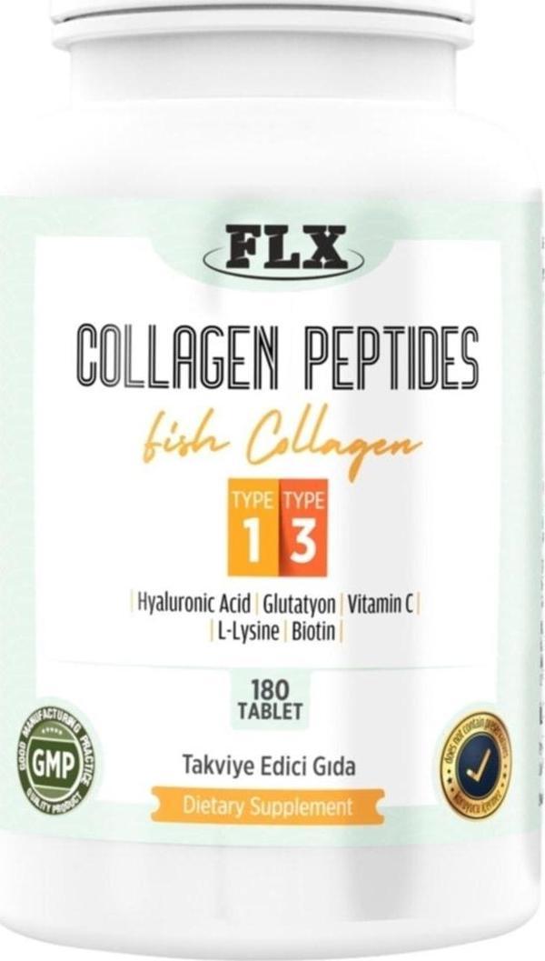 Flx Collagen Hyaluronik Asit Biotin Vitamin C Tip 1-3 Balık Kollajen 180 Tablet - Image 1