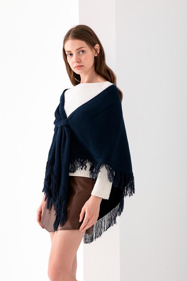 Wega Moda Kadın Üçgen Püsküllü Şal, Püsküllü Şık Kadın Şal Modeli, Omuz Şalı, Püsküllü Üçgen Kadın Omuz Şalı. - Image 1