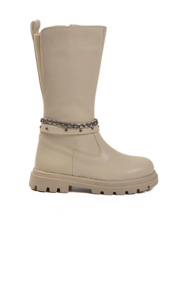 Bej İçi Polarlı Fermuarlı Kız Çocuk Çizme Paris-26K F - Image 1