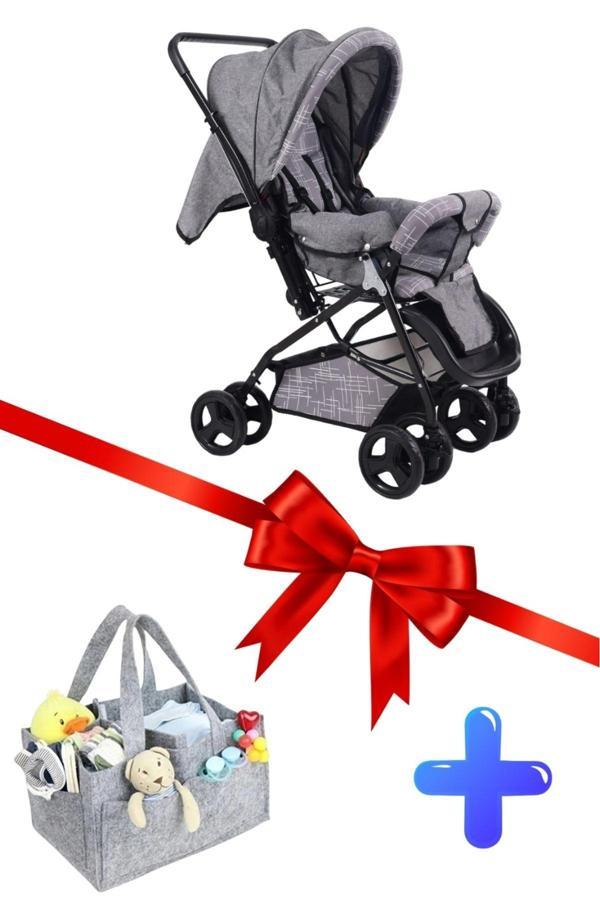 Jusso Dido Comfort Line Çift Yönlü Bebek Arabası Bebek Bakım Çantası Hediyeli Gri - Image 1