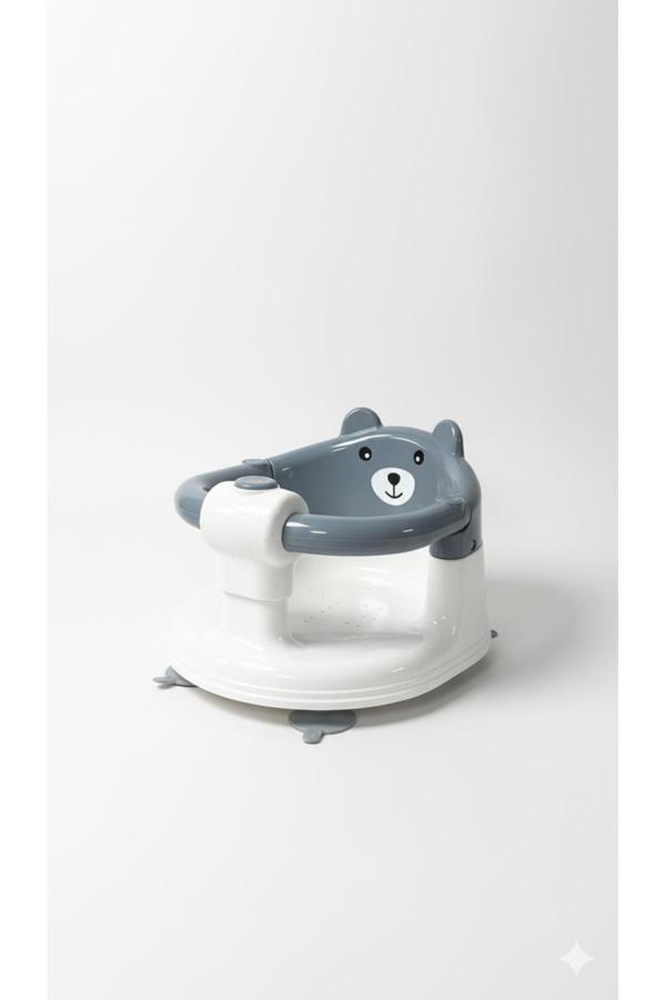 Bebemango 2'Si 1 Arada Bebek Banyo Ve Mama Oturağı Vantuzlu, Zemine Sabitlenebilir Gri - Image 1