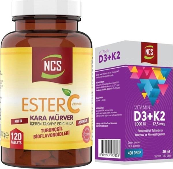 Ncs Ester C Vitamini Kara Mürver 120 Tablet+Vitamin D3 K2 20 Ml - Image 1