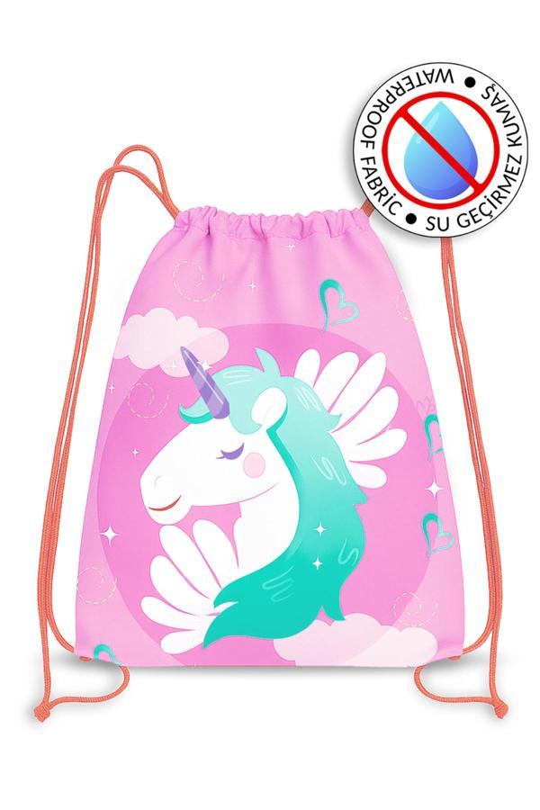 Molie Unicorn Su Geçirmez Kız Çocuk İpli Sırt - Plaj Çantası - Image 1