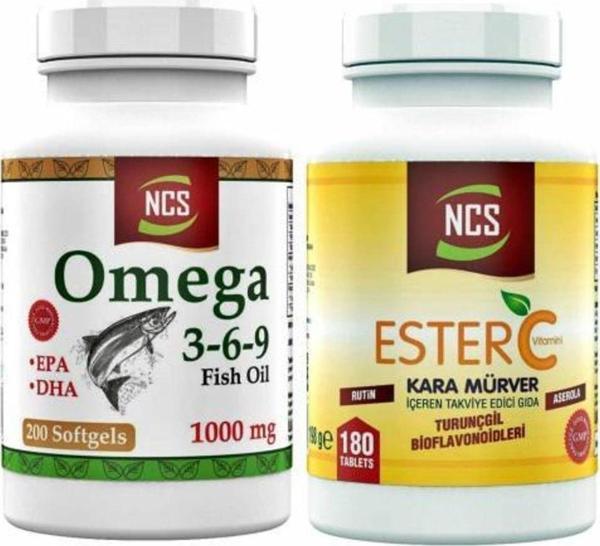 Ncs Omega 3 6 9 Balık Yağı 1000 Mg 200 Softgel Ester C Vitamini 1000 Mg 180 Tablet - Image 1