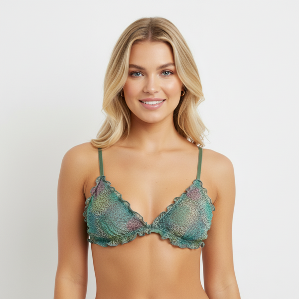 Kadın Transparan Tül Fırfırlı Balensiz Desteksiz Sütyen BB2083 - Image 1