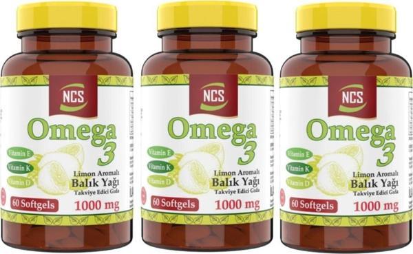 Ncs Omega 3 Balık Yağı 1000Mg 3 Kutu 180 Softgel Limon Aromalı - Image 1
