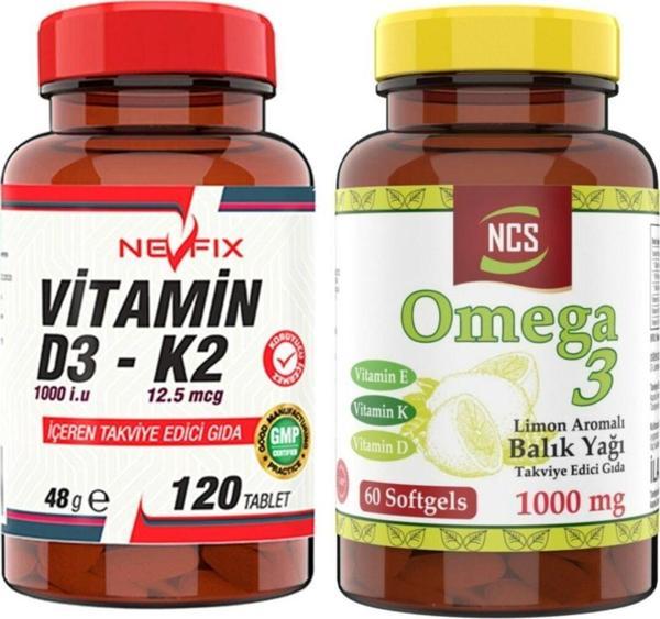 Ncs Omega 3 Balık Yağı Limon Aromalı Vitamin D3-K2 120 Tablet - Image 1