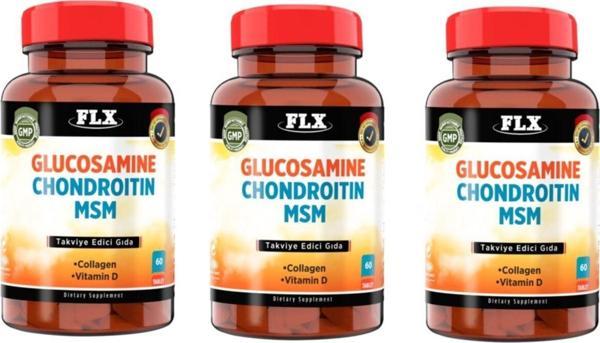 Flx Glucosamine Chondroitin Msm Collagen Vitamin D Glukozamin 60 Tablet X 3 Kutu - Image 1