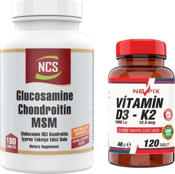 Ncs Glucosamine Chondroitin Msm Boswellia Serrata Hyaluronic Acid 180 Tablet & Vitamin D3-K2 120 Tablet - Image 1