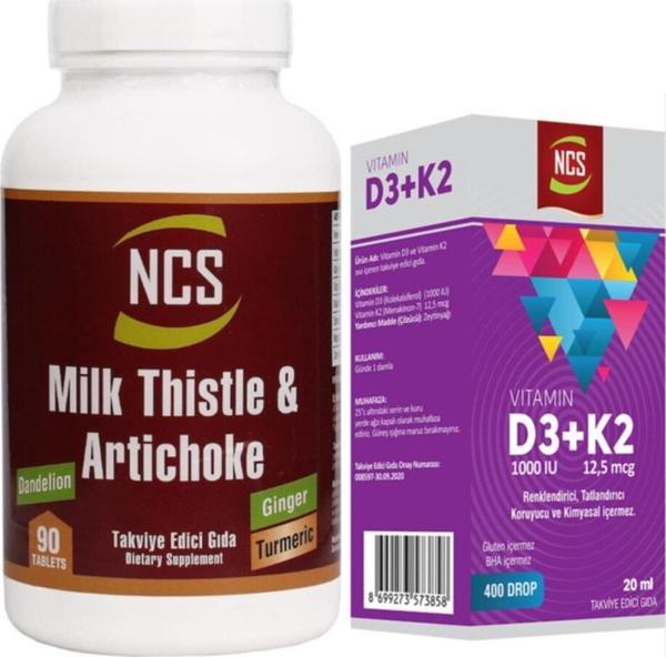 Ncs Milk Thistle Artichoke Zerdeçal 90 Tablet+Vitamin D3 K2 20 Ml - Image 1