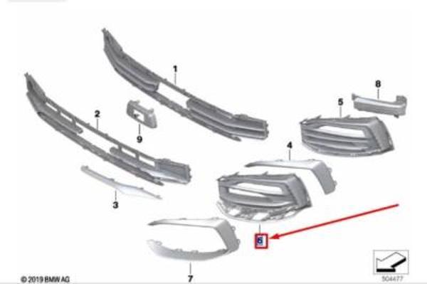 bmw 1 serı- 1 serisi- 2020-2022  sis lamba kapağı sol parlak sıyah (tw) Oem No (51117459717) - Image 1