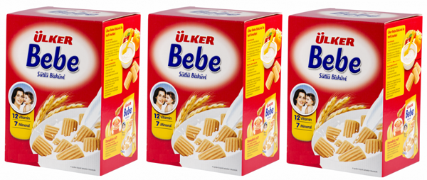 Ülker Bebe Bisküvisi 800Gr 12 Vitaminli Kutu 3 Lü Set - Image 1